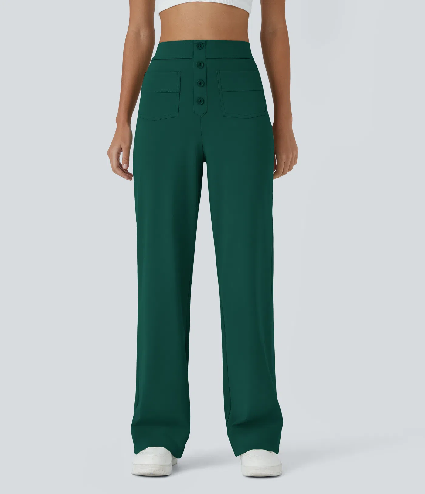DayStretch High Waisted Pockets Straight Leg Casual Pants