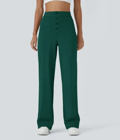 DayStretch High Waisted Pockets Straight Leg Casual Pants