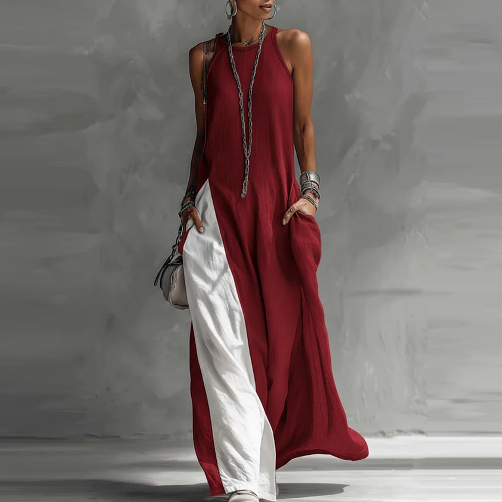 Off Shoulder Contrast Color Pocket Dress