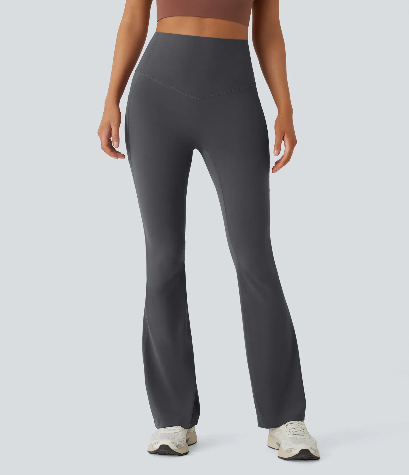 High Waisted Tummy Control Pocket Shaping Yoga Bootcut Leggings