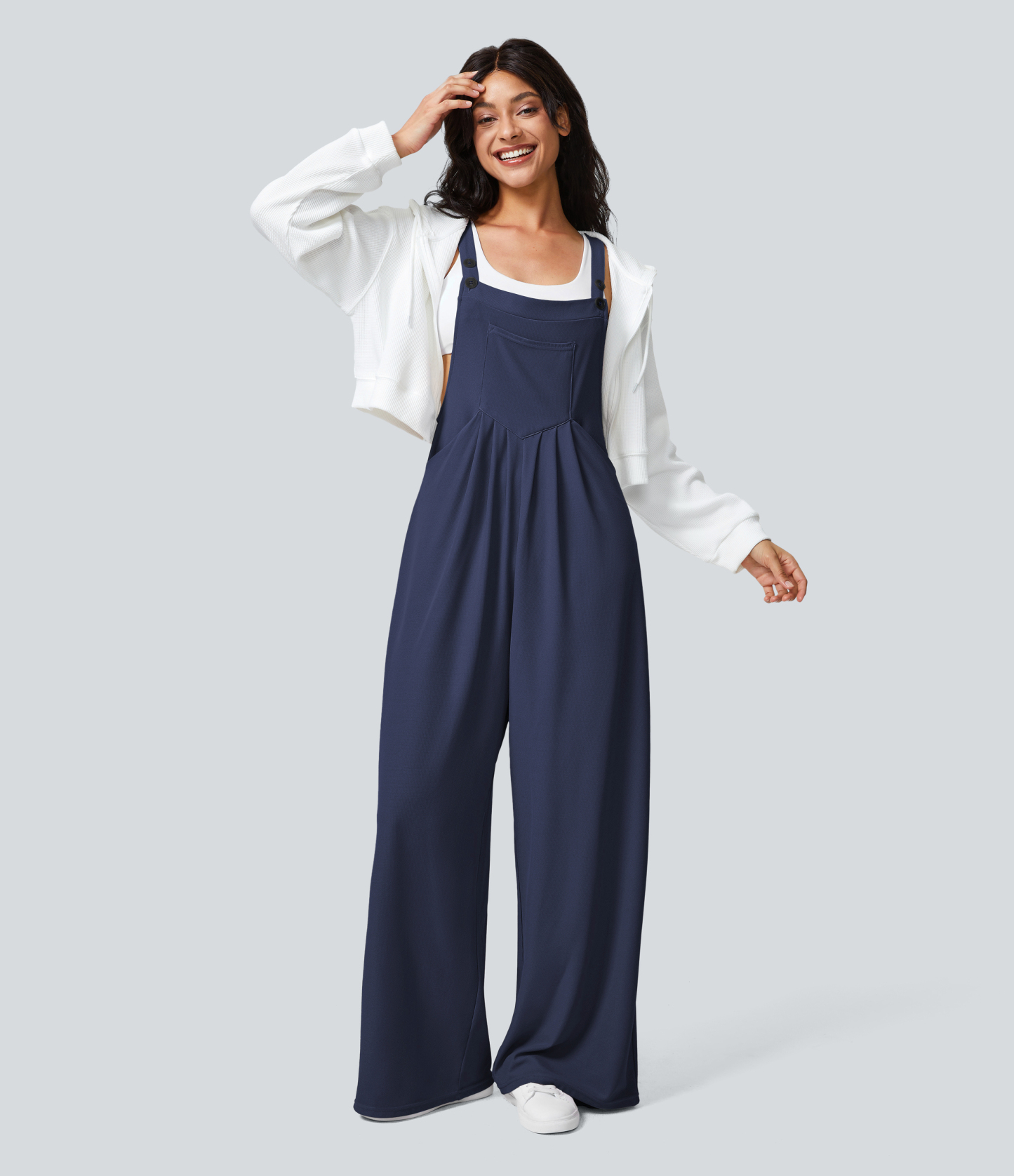 Pockets Waffle Casual Overalls