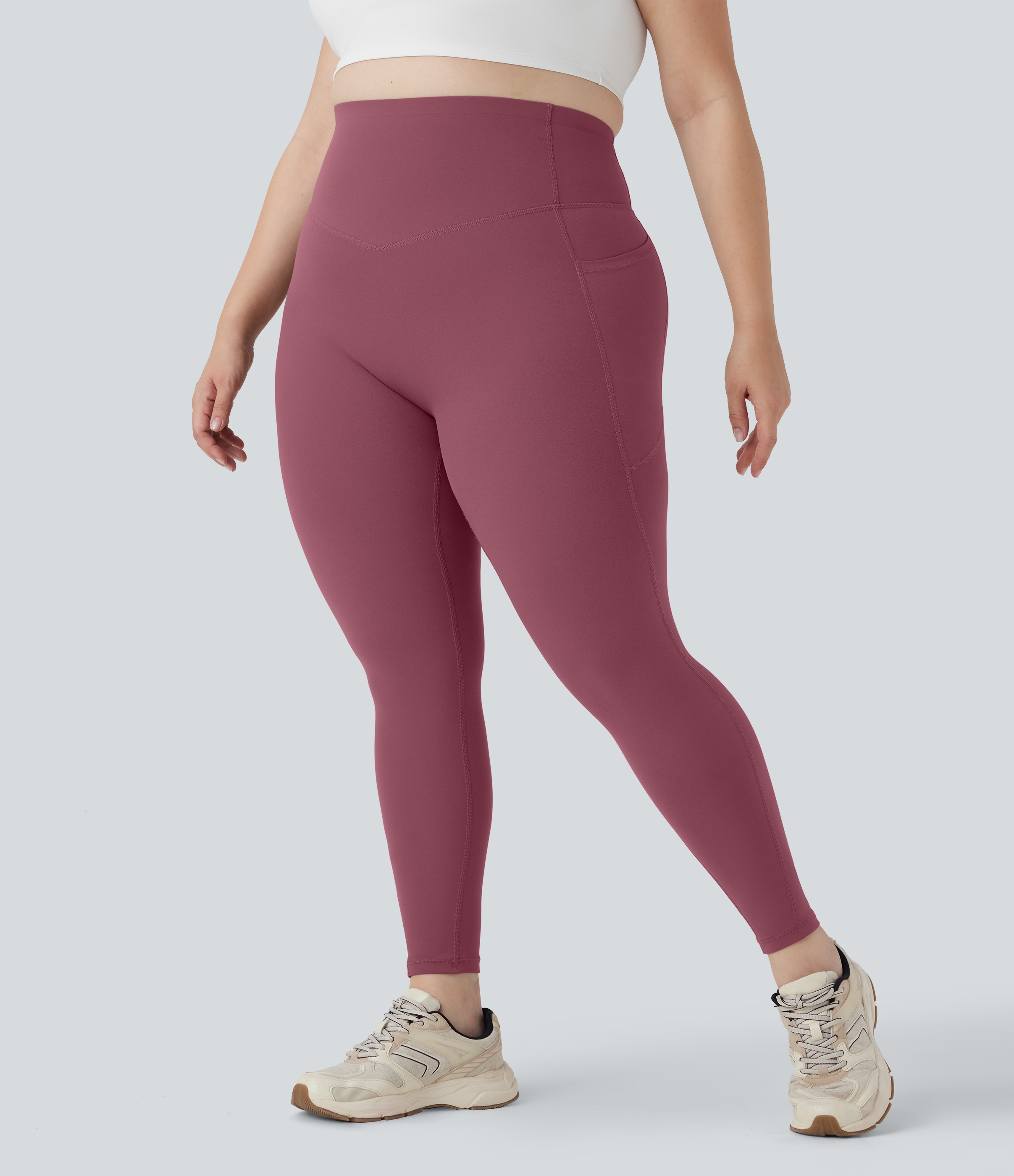 Plus Size High Waisted Butt Lifting Tummy Control Shaping Training Leggings with Pockets