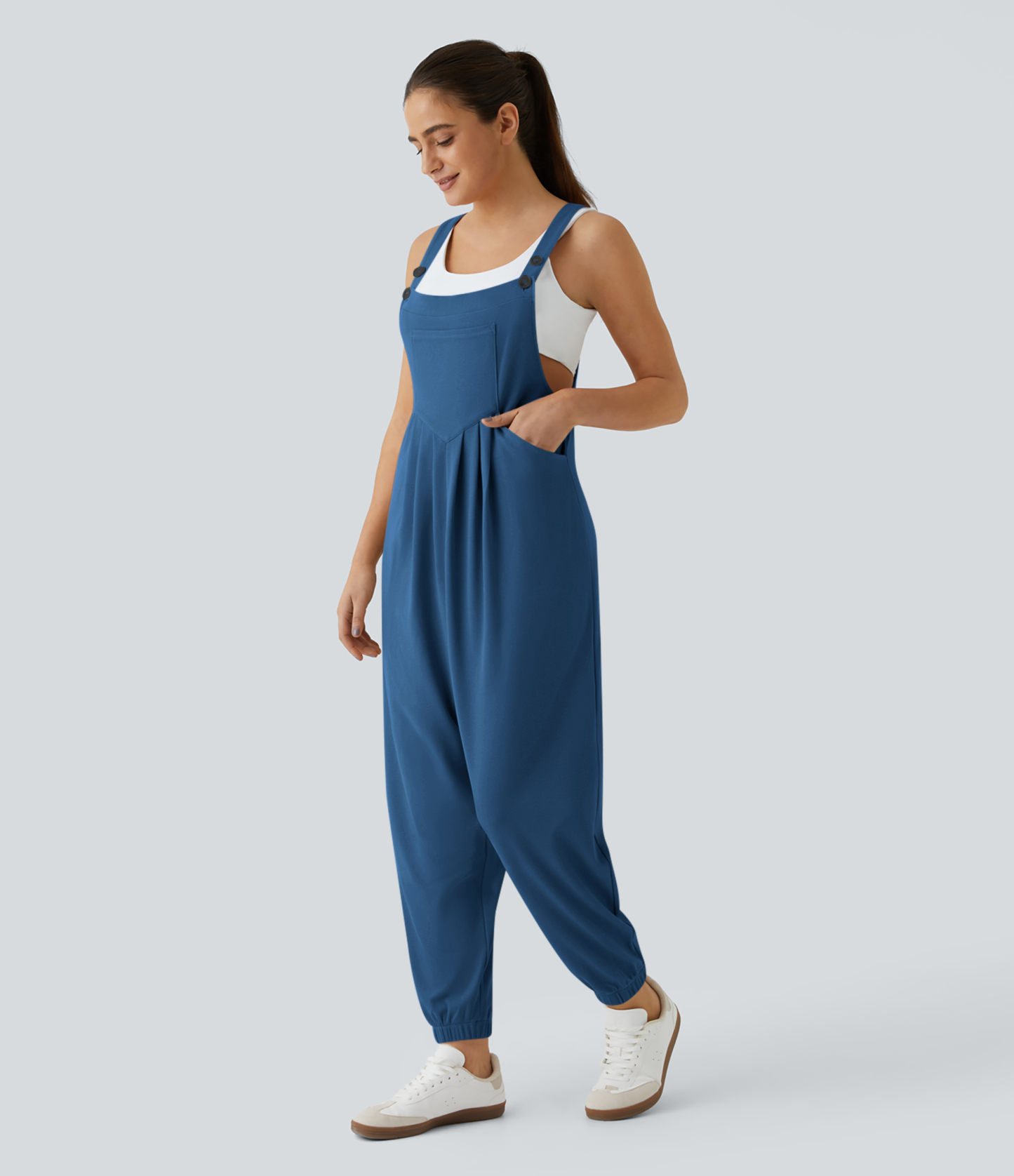 Pockets Waffle Casual Jogger Overalls