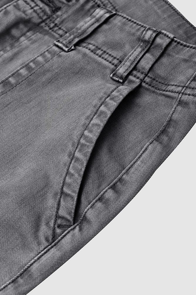 Double Button Mid Waist Straight Leg Pants