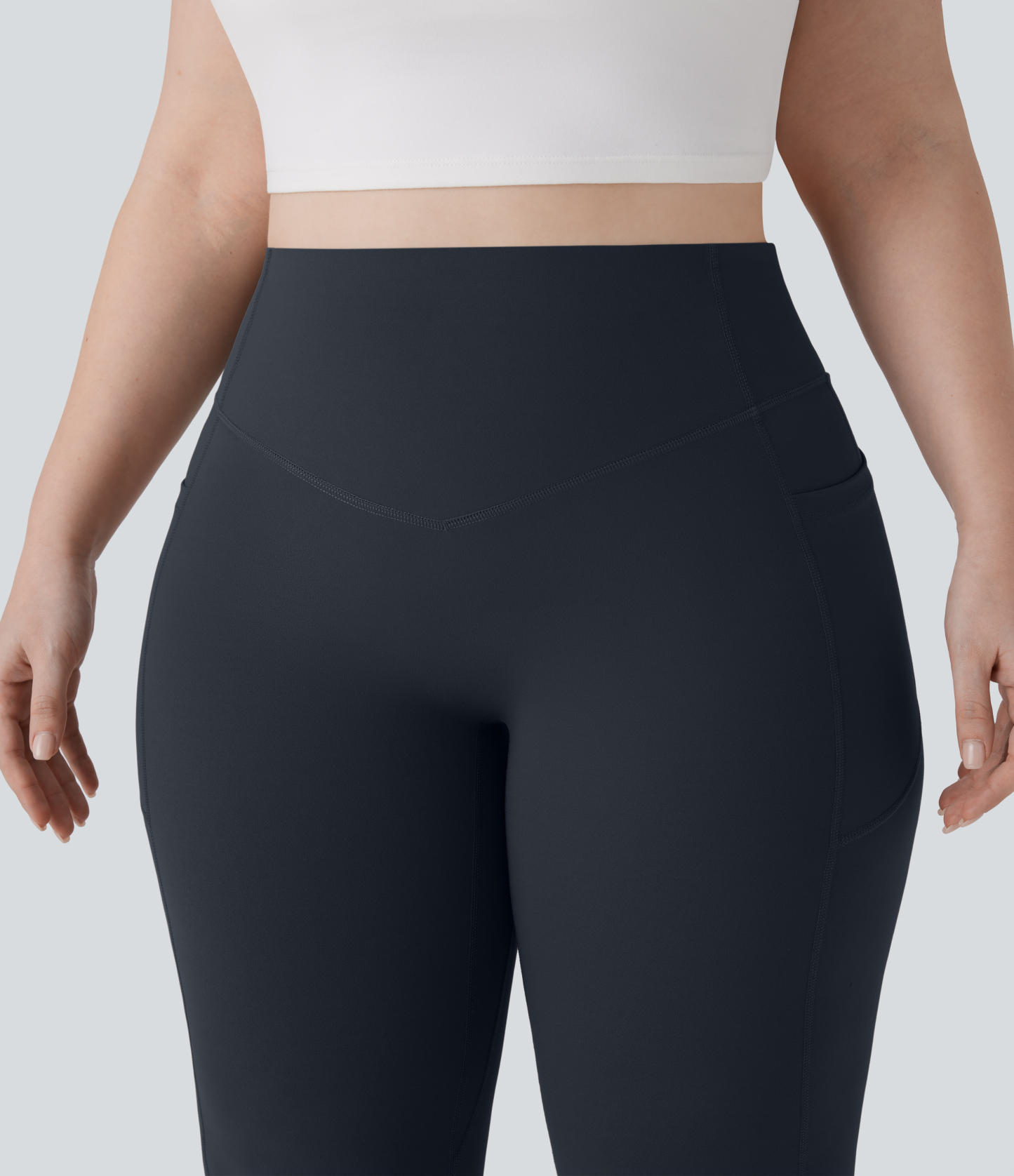 High Waisted Scrunch Butt Lifting Tummy Control Pocket Shaping Yoga Bootcut Plus Size Leggings