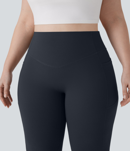 High Waisted Scrunch Butt Lifting Tummy Control Pocket Shaping Yoga Bootcut Plus Size Leggings