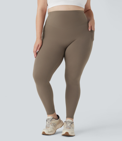 Plus Size High Waisted Butt Lifting Tummy Control Shaping Training Leggings with Pockets