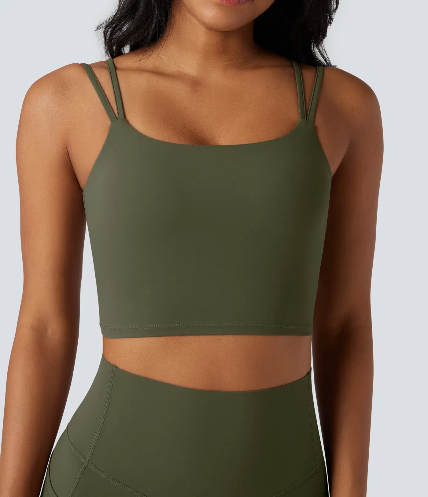 Double-shoulder-strapped, Knot-front, Backless Cropped Yoga Tank Top
