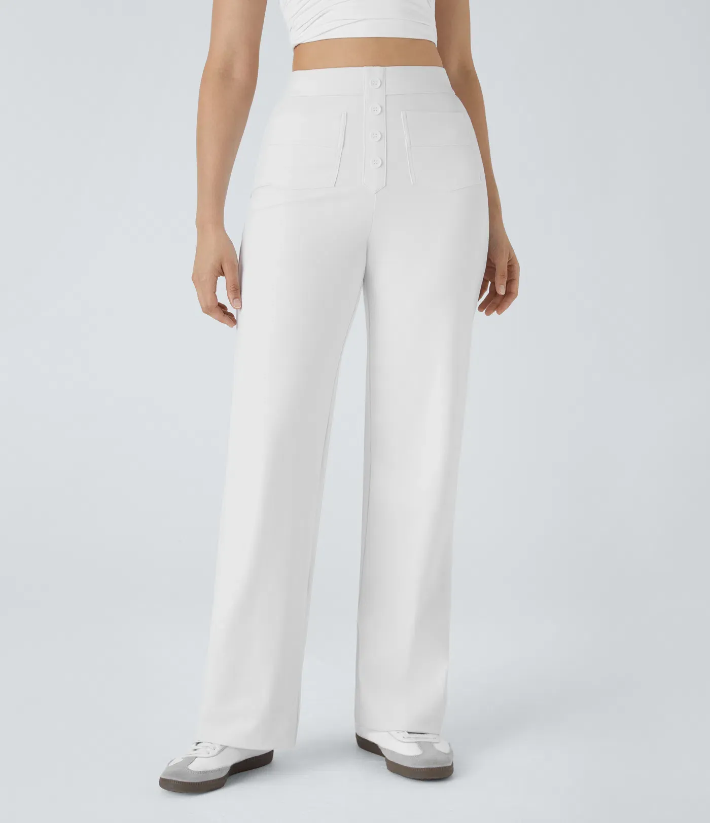 DayStretch High Waisted Pockets Straight Leg Casual Pants