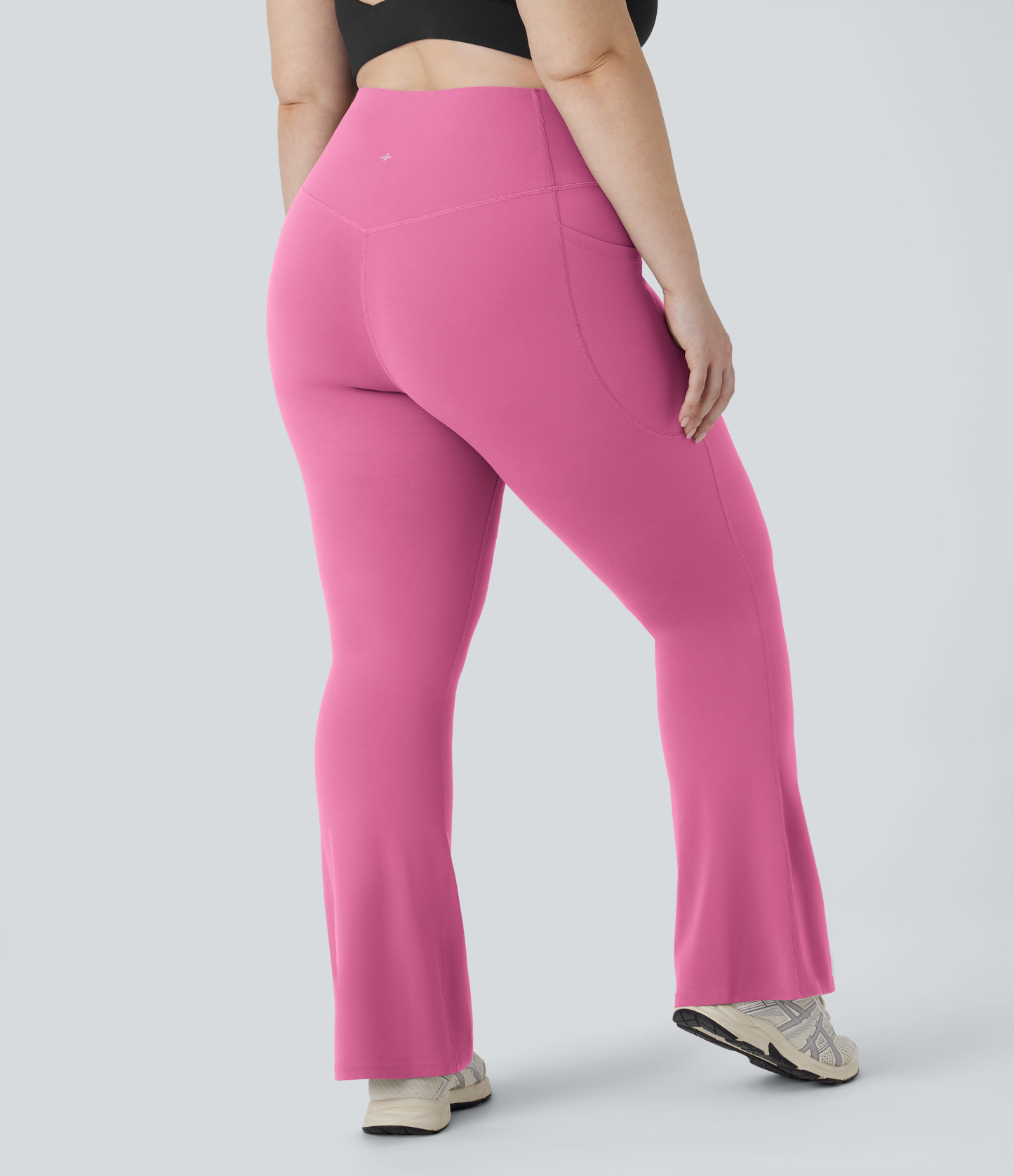 High Waisted Tummy Control Pocket Shaping Yoga Bootcut Plus Size Leggings