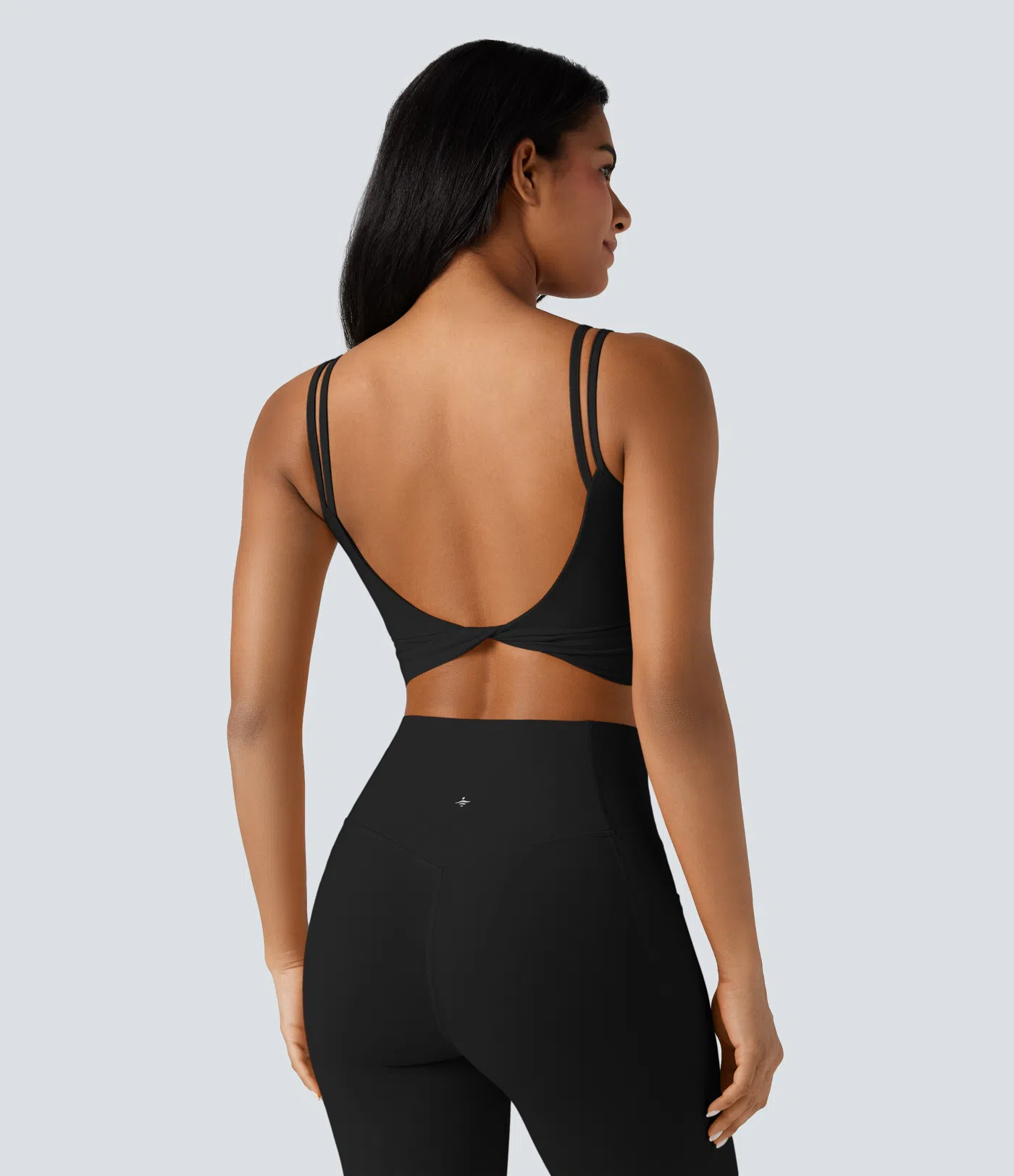 Double-shoulder-strapped, Knot-front, Backless Cropped Yoga Tank Top