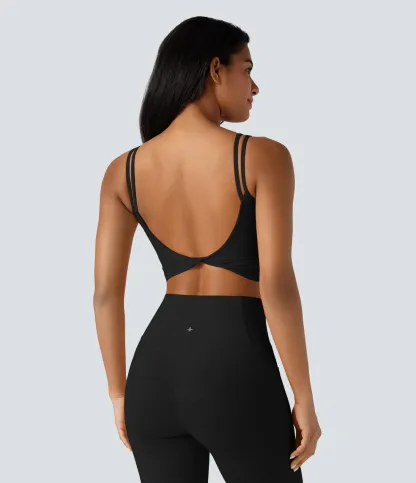 UltraSculpt™ Double Straps Twisted Backless Cropped Yoga Tank Top