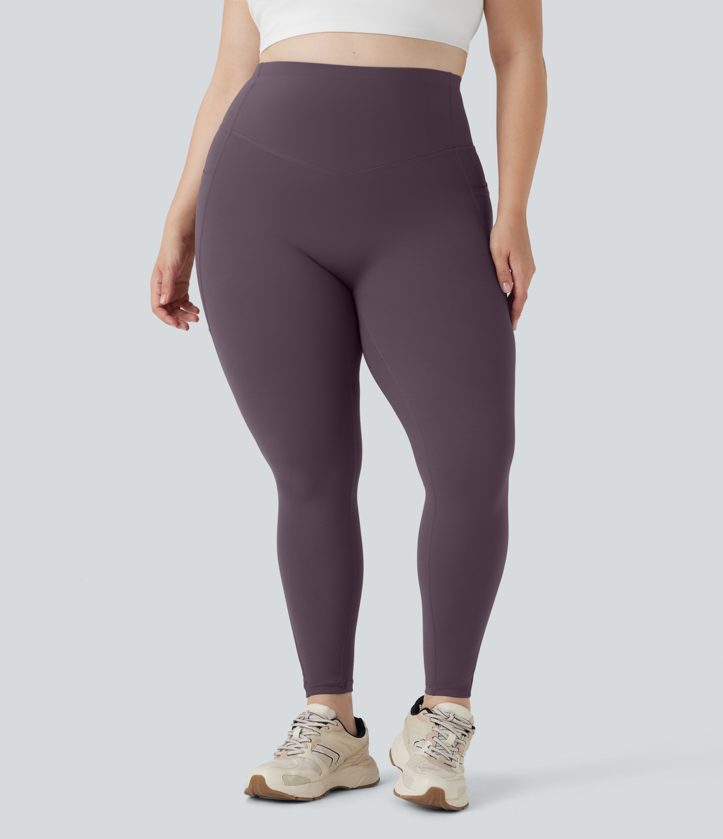 Plus Size High Waisted Butt Lifting Tummy Control Shaping Training Leggings with Pockets