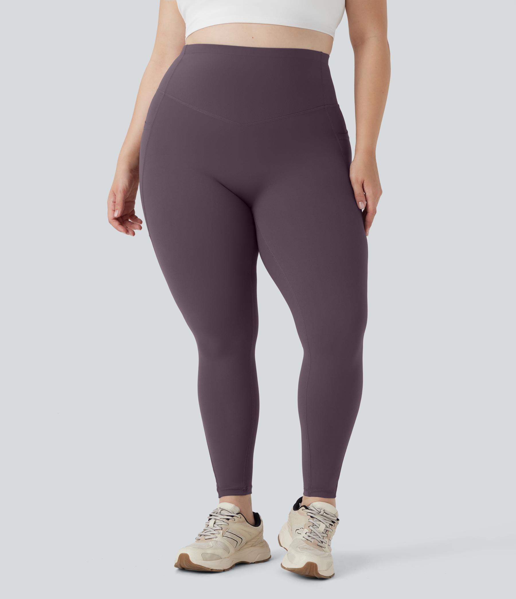 Plus Size High Waisted Butt Lifting Tummy Control Shaping Training Leggings with Pockets