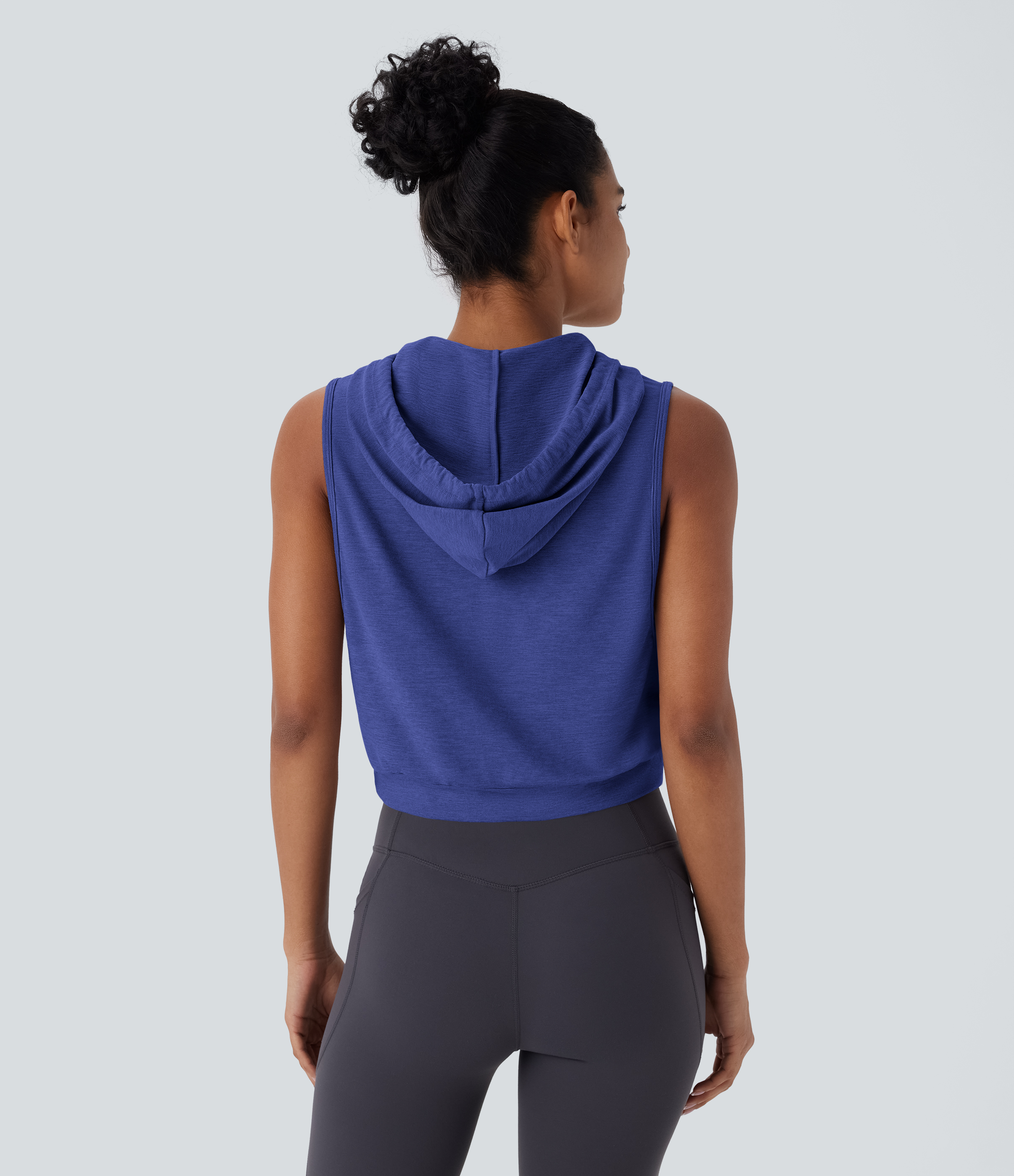 Hooded Drawstring Sleeveless Cropped Running Tank Top