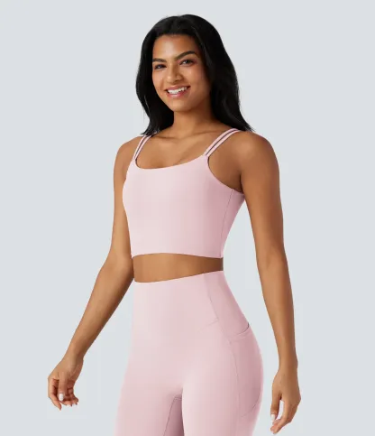 UltraSculpt™ Double Straps Twisted Backless Cropped Yoga Tank Top