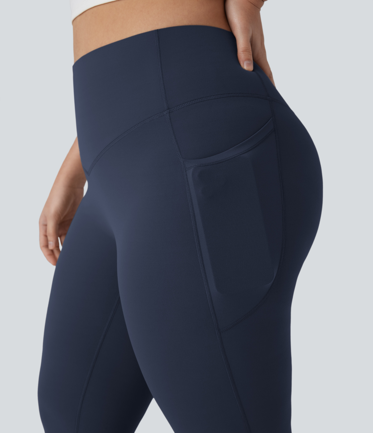 High Waisted Tummy Control Pocket Shaping Yoga Bootcut Plus Size Leggings