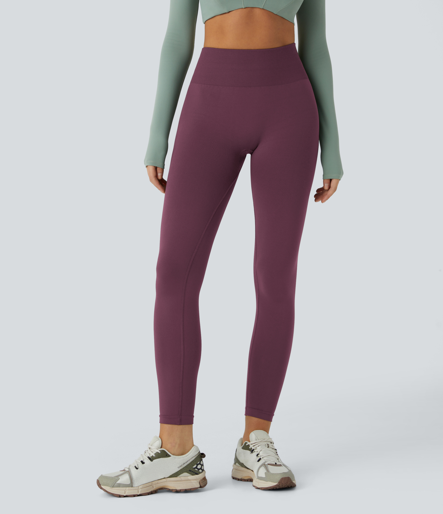 Seamless Flow Mid Rise Tummy Control Butt Lifting Yoga Leggings