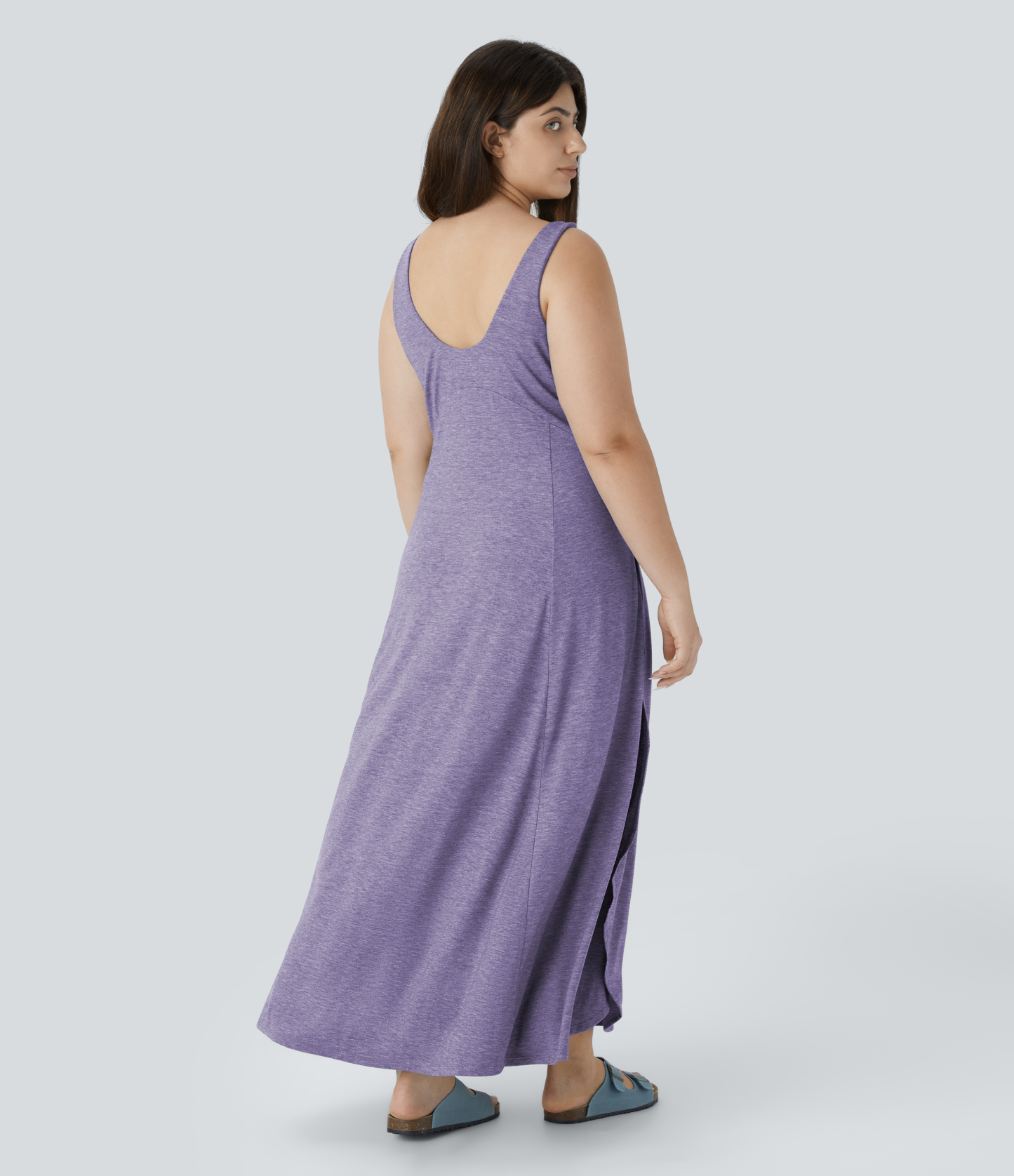 U Neck Flowy Maxi Casual Plus Size Tank Dress