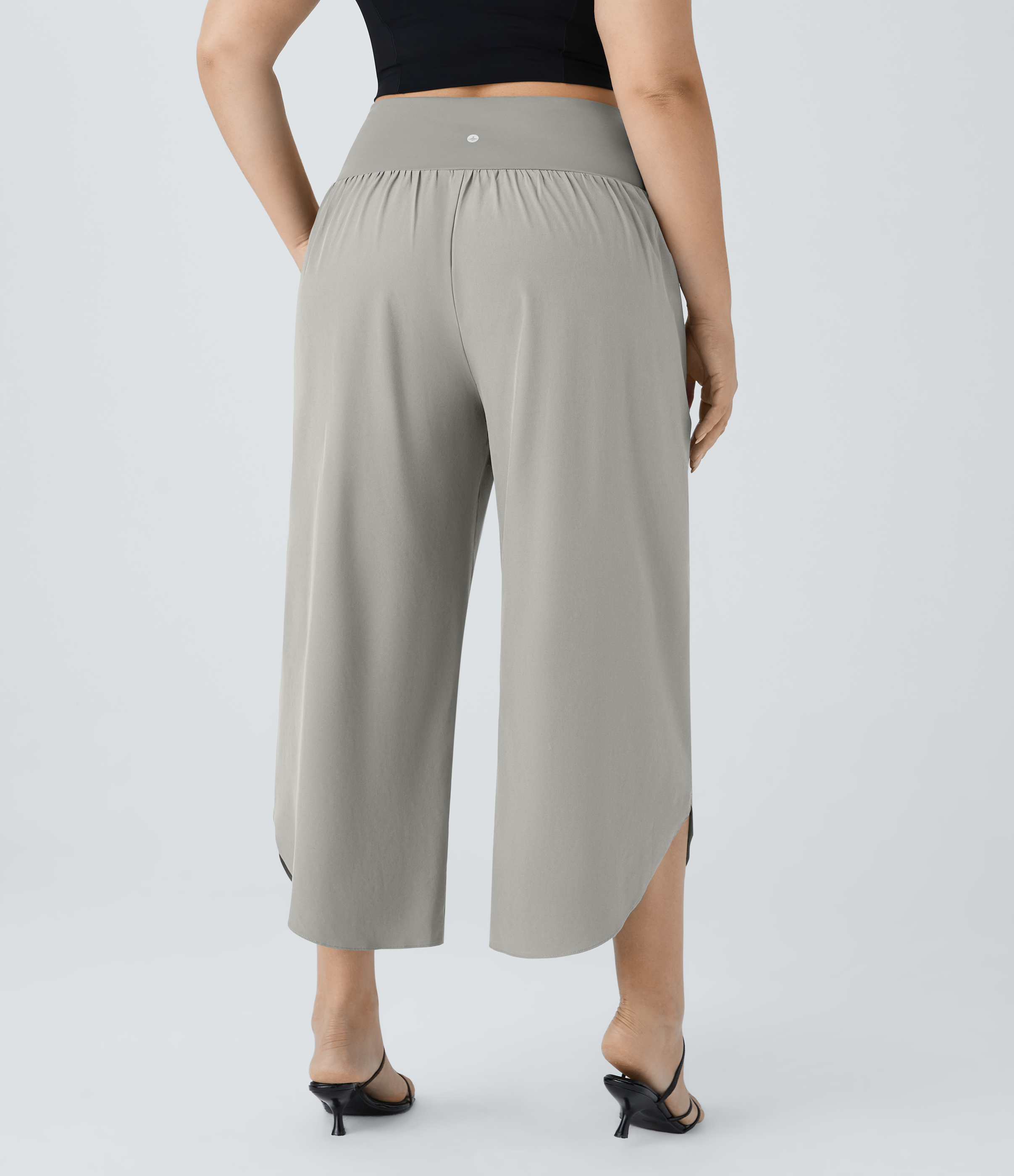 High Waisted Crossover Pocket Quick Dry Plus Size Pants