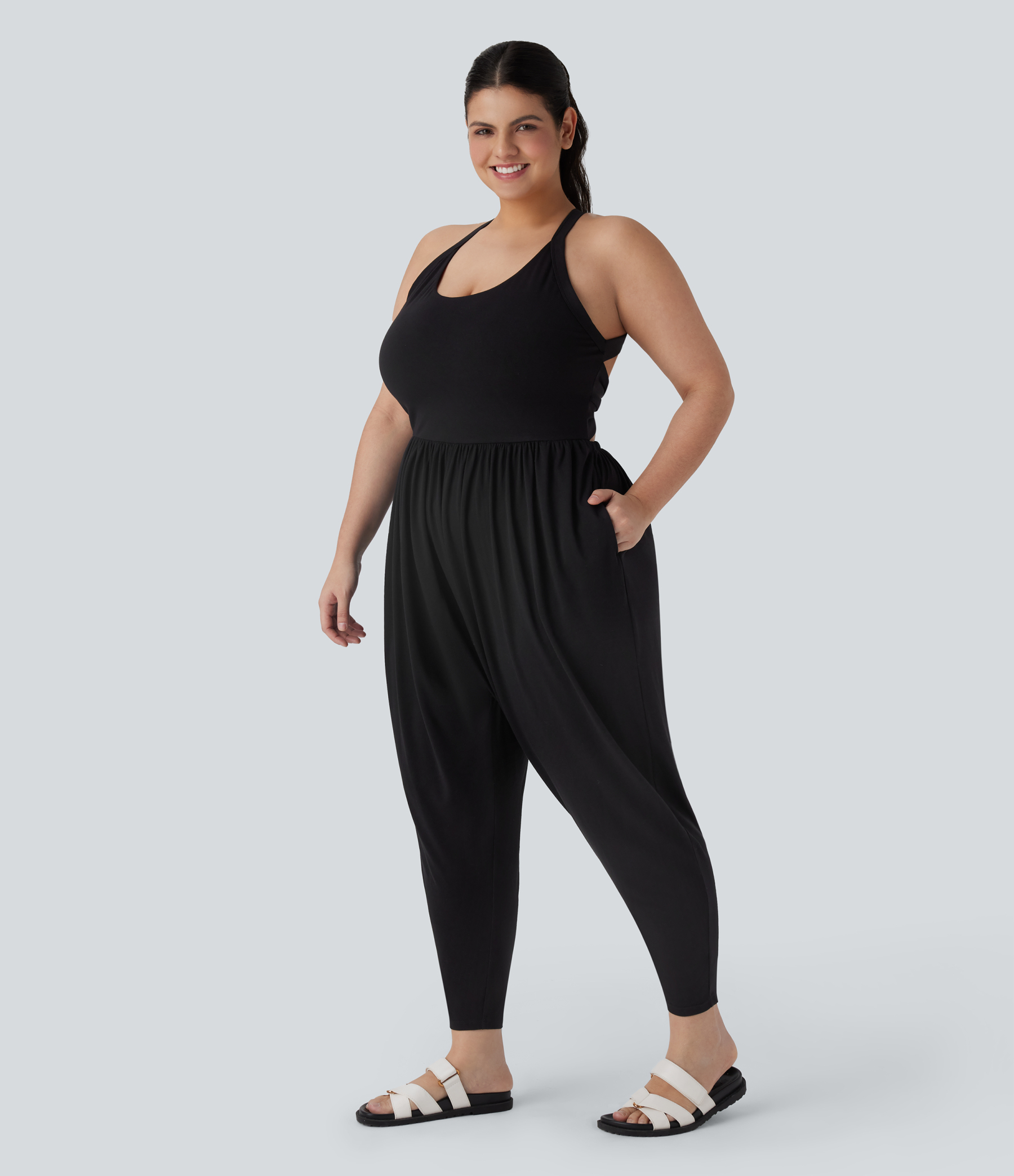 Harem Casual Plus Size Jumpsuit with Pocket-Easy Peezy Edition