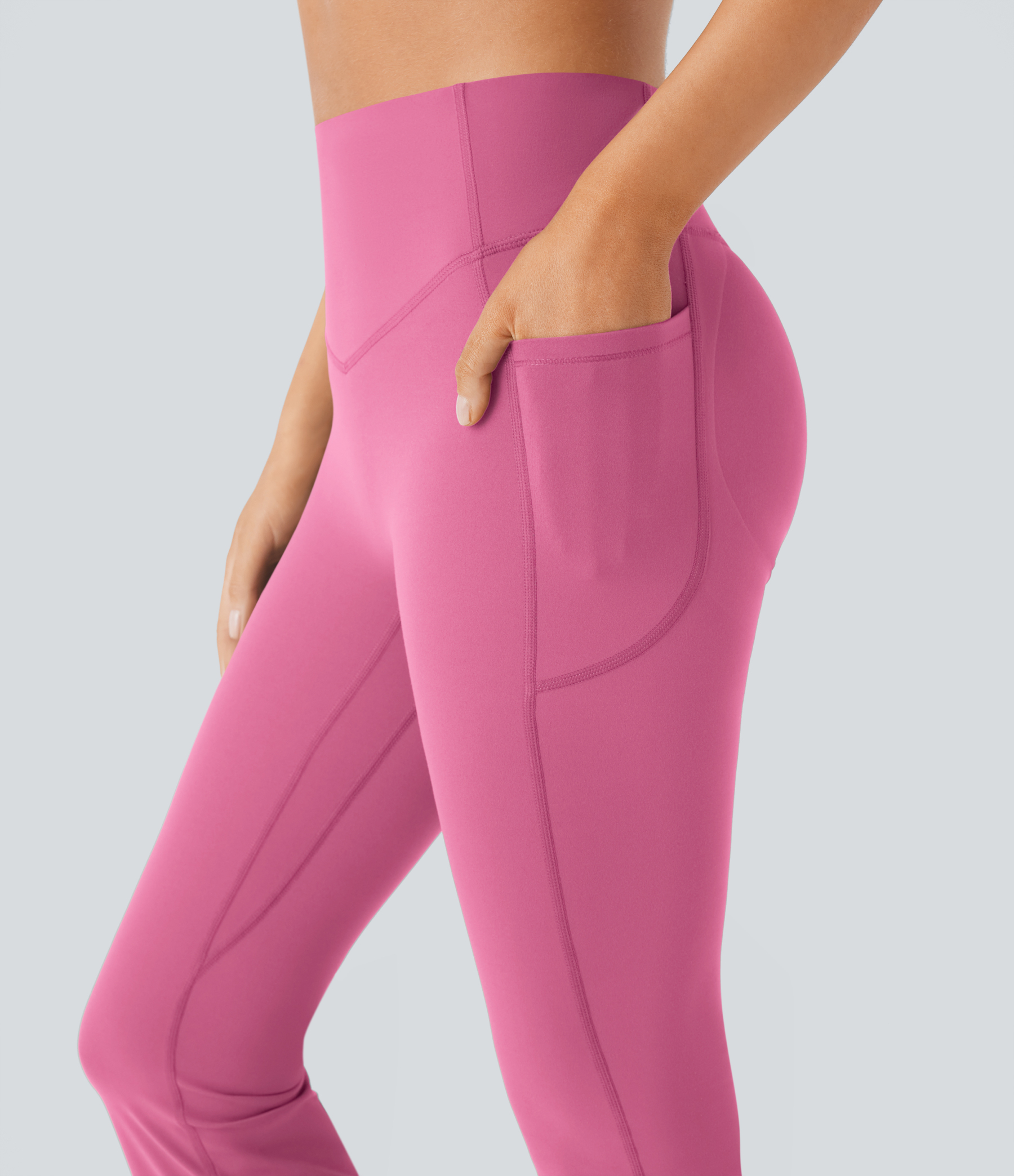 High Waisted Scrunch Butt Lifting Tummy Control Pocket Shaping Yoga Bootcut Leggings