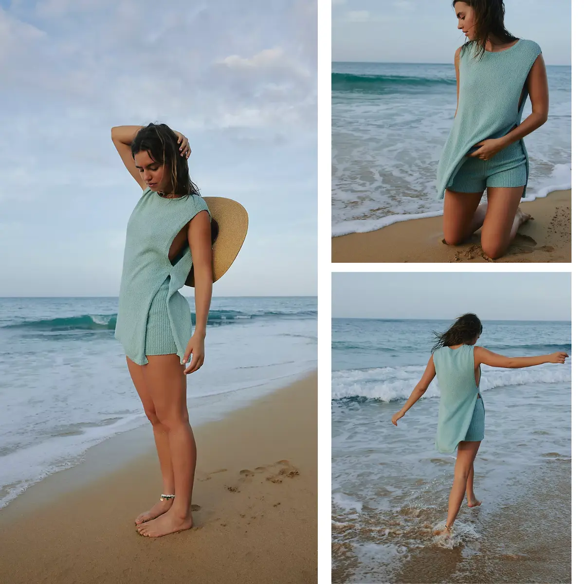 Sweater Set Sleeveless Tunic Top Matching Shorts Trendy Beach Vacation Sets Loungesetwomen Suits Clothes Womenswear