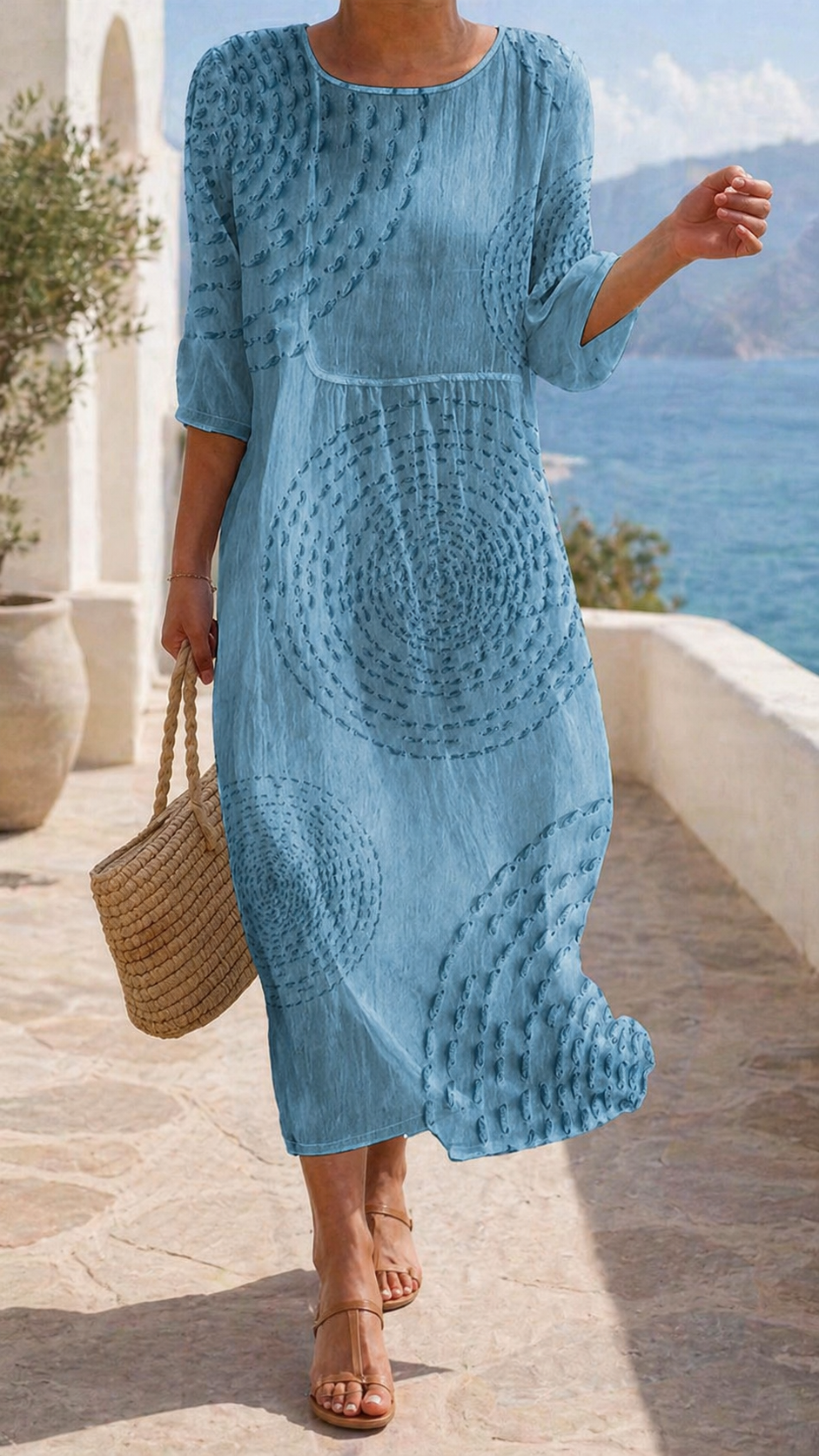 Coastal Breeze Textured Midi Dress