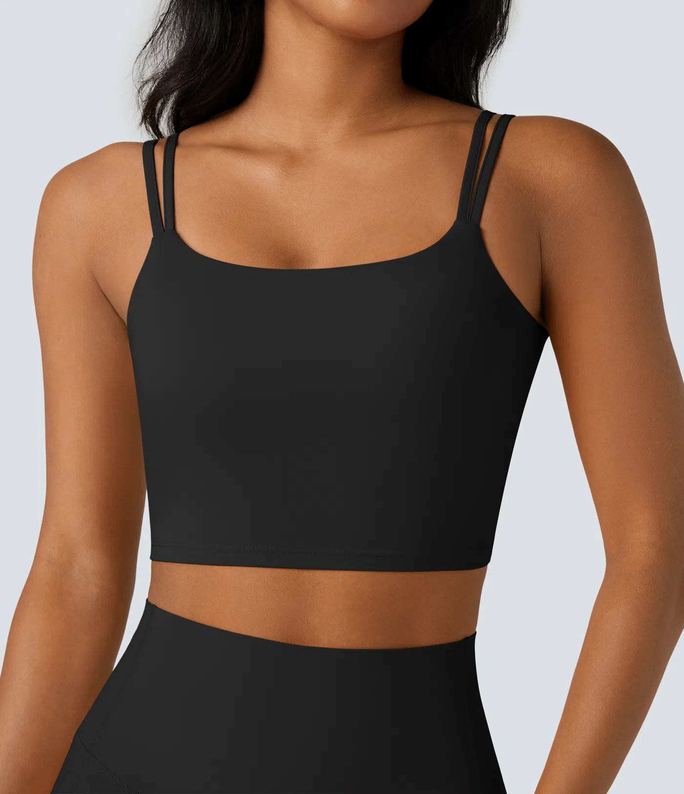 Double-shoulder-strapped, Knot-front, Backless Cropped Yoga Tank Top