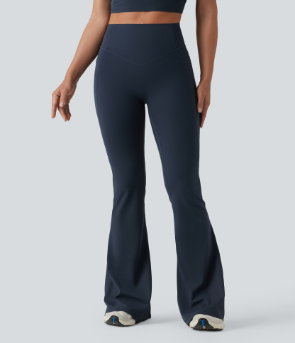High Waisted Scrunch Butt Lifting Tummy Control Shaping Yoga Flare Leggings with Pockets
