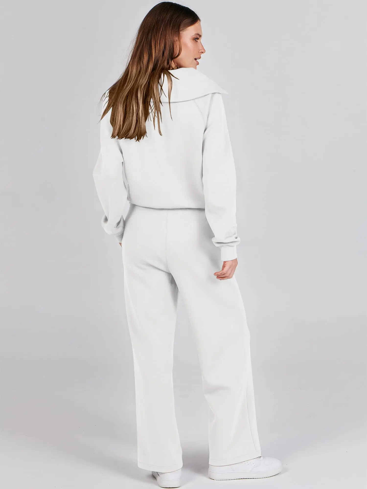Women 2 Piece Outfits Sweatsuit Set 2026 Fall Oversized Half Zip Sweatshirt Wide Leg Sweatpant Lounge Set Tracksuit