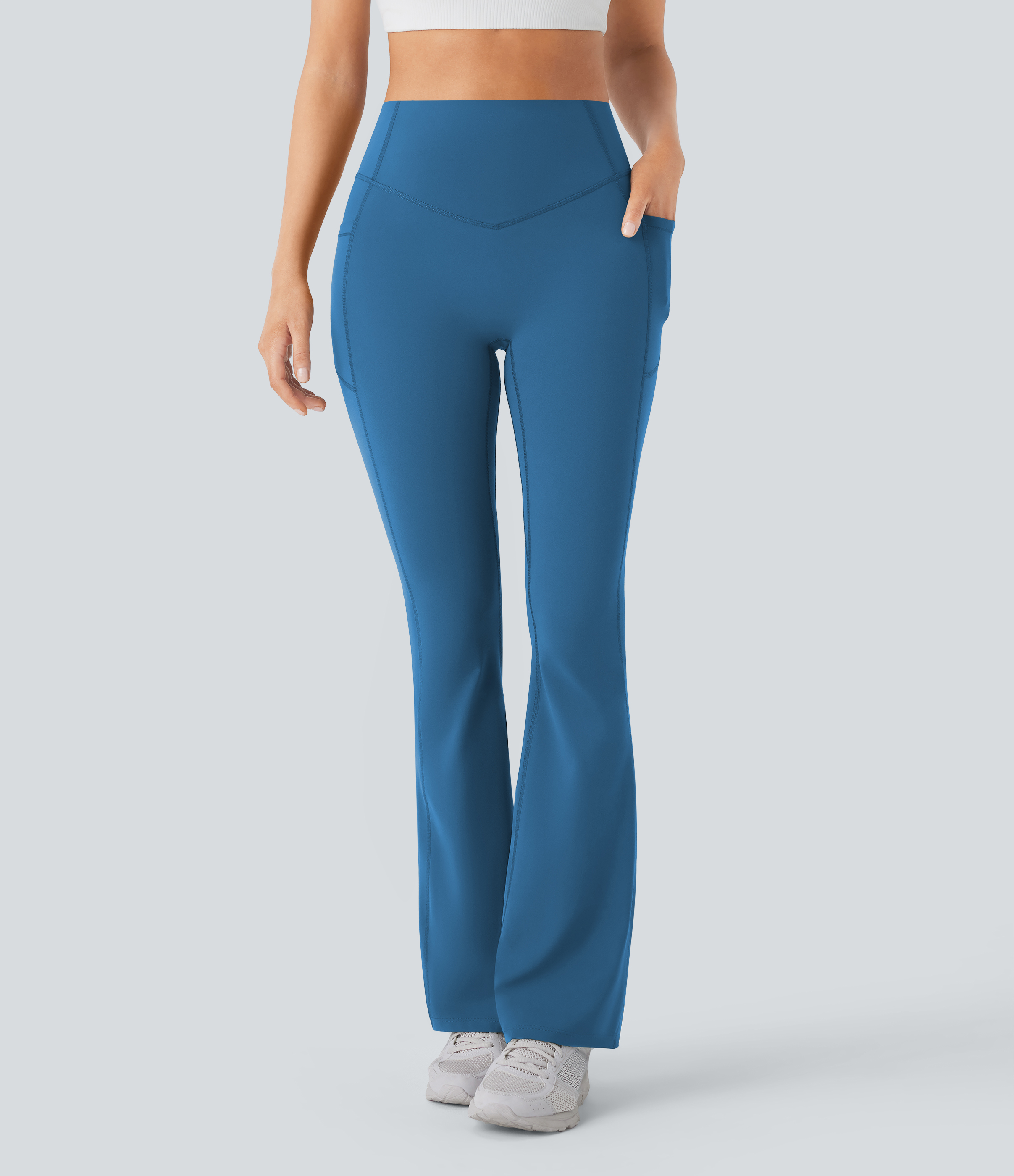 High Waisted Scrunch Butt Lifting Tummy Control Pocket Shaping Yoga Bootcut Leggings