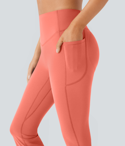 High Waisted Scrunch Butt Lifting Tummy Control Pocket Shaping Yoga Bootcut Leggings