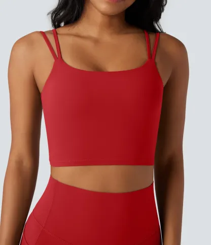 UltraSculpt™ Double Straps Twisted Backless Cropped Yoga Tank Top