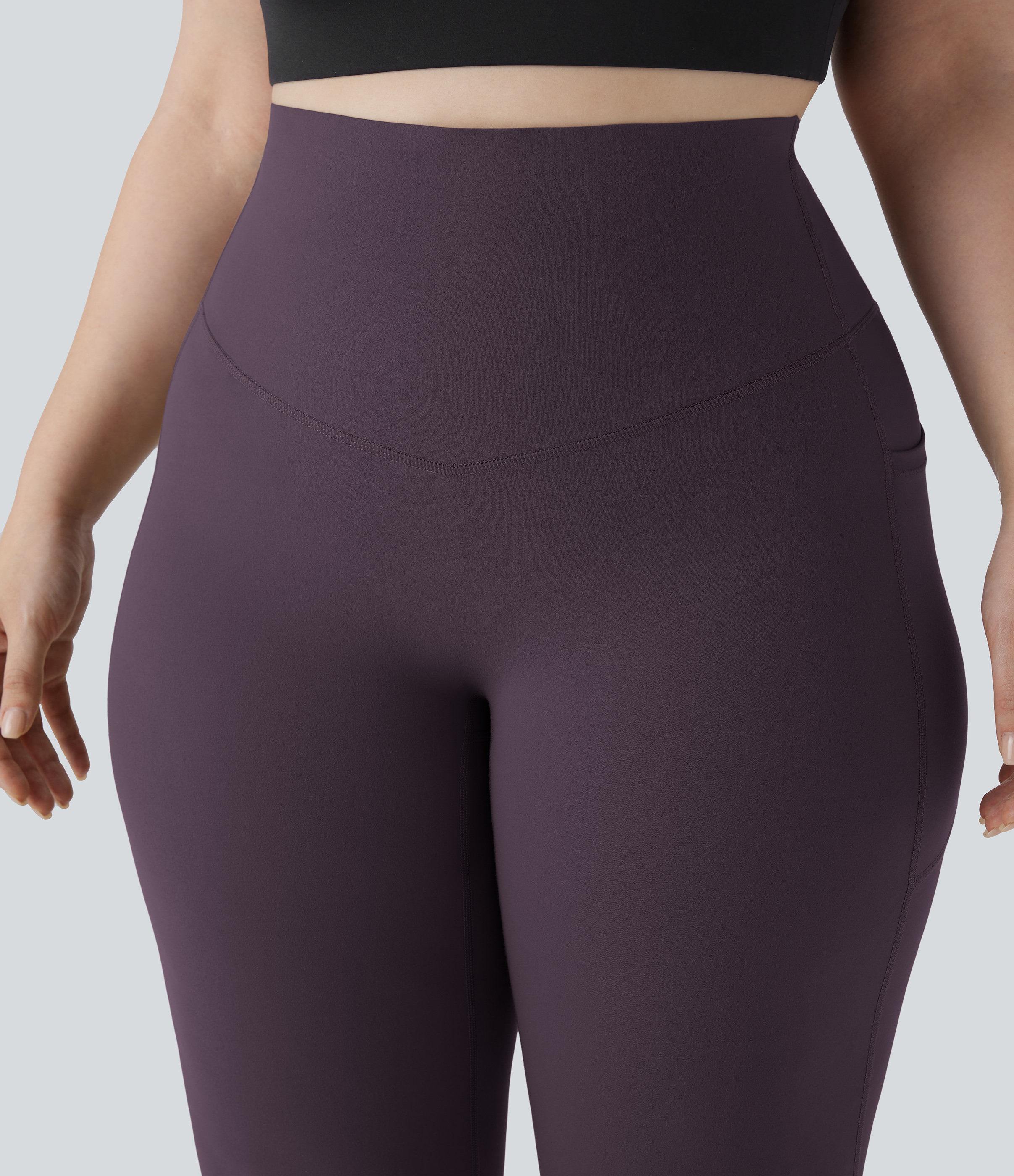 High Waisted Tummy Control Pocket Shaping Yoga Bootcut Plus Size Leggings