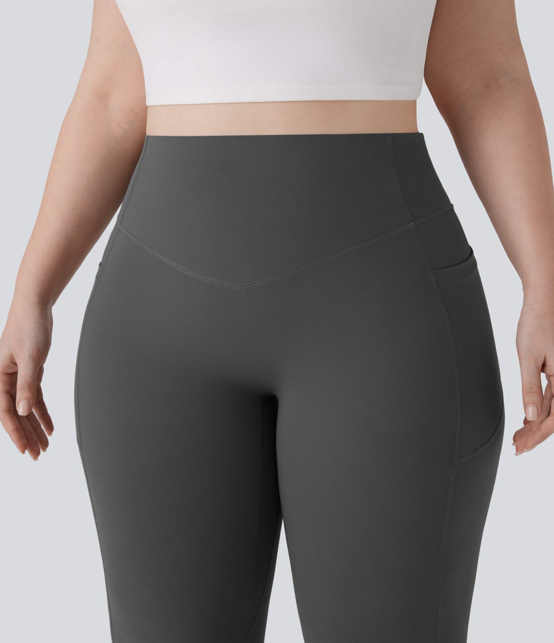 High Waisted Scrunch Butt Lifting Tummy Control Pocket Shaping Yoga Bootcut Plus Size Leggings