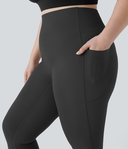 High Waisted Tummy Control Pocket Shaping Yoga Bootcut Plus Size Leggings