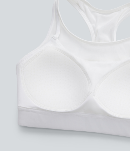 Medium Support Racerback Contrast Mesh Quick Dry Training Sports Bra A-C Cups