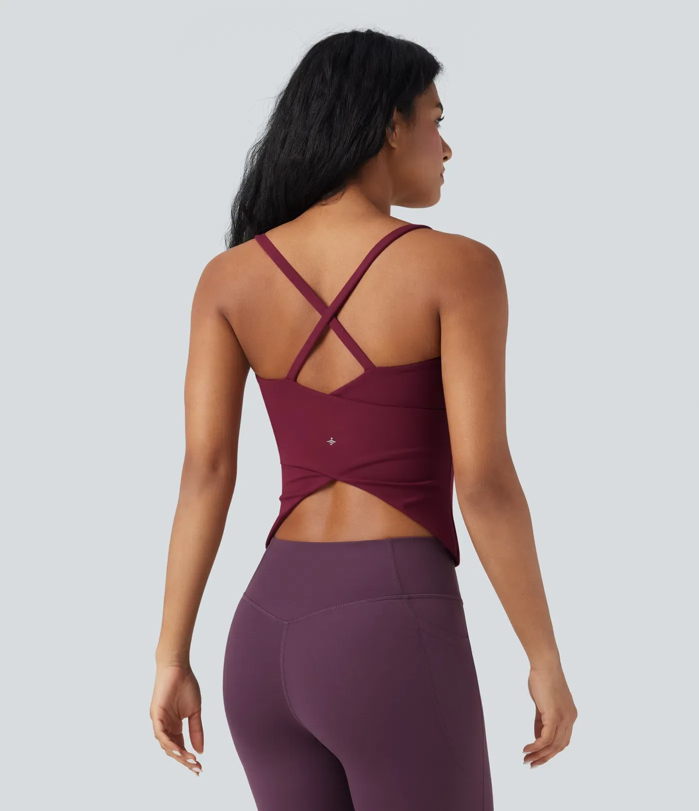Round Neck Cross Backless Cross Hem Yoga Camisole