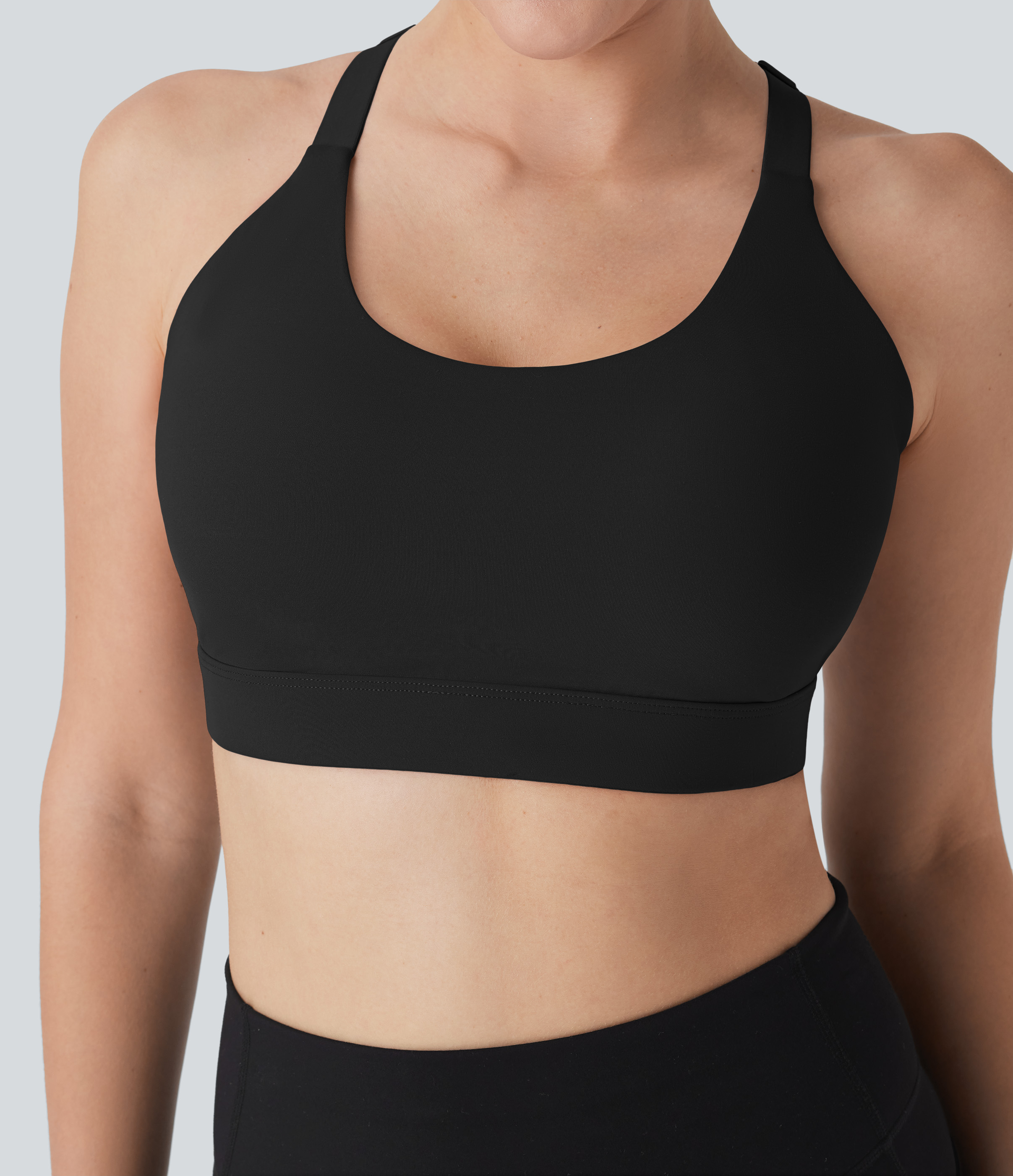 Medium Support Molded Cups Perforated Adjustable Hook Quick Dry Training Sports Bra  D-F Cups