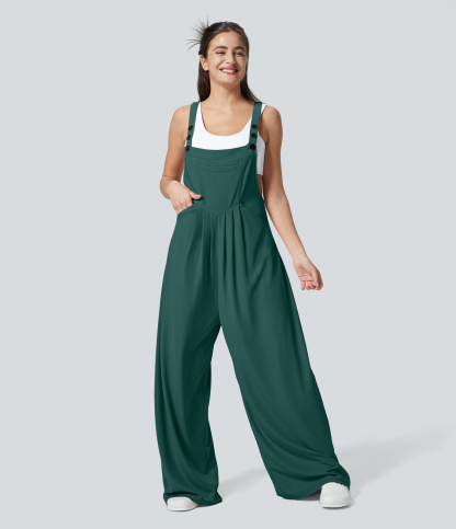 Pockets Waffle Casual Overalls