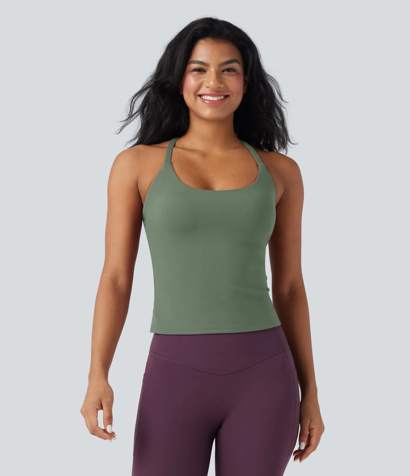 Round Neck Cross Backless Cross Hem Yoga Camisole