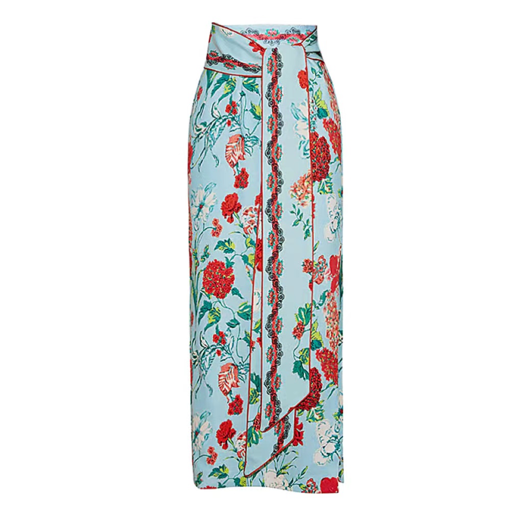 One Shoulder Printed One Piece Swimsuit and Skirt Flaxmaker