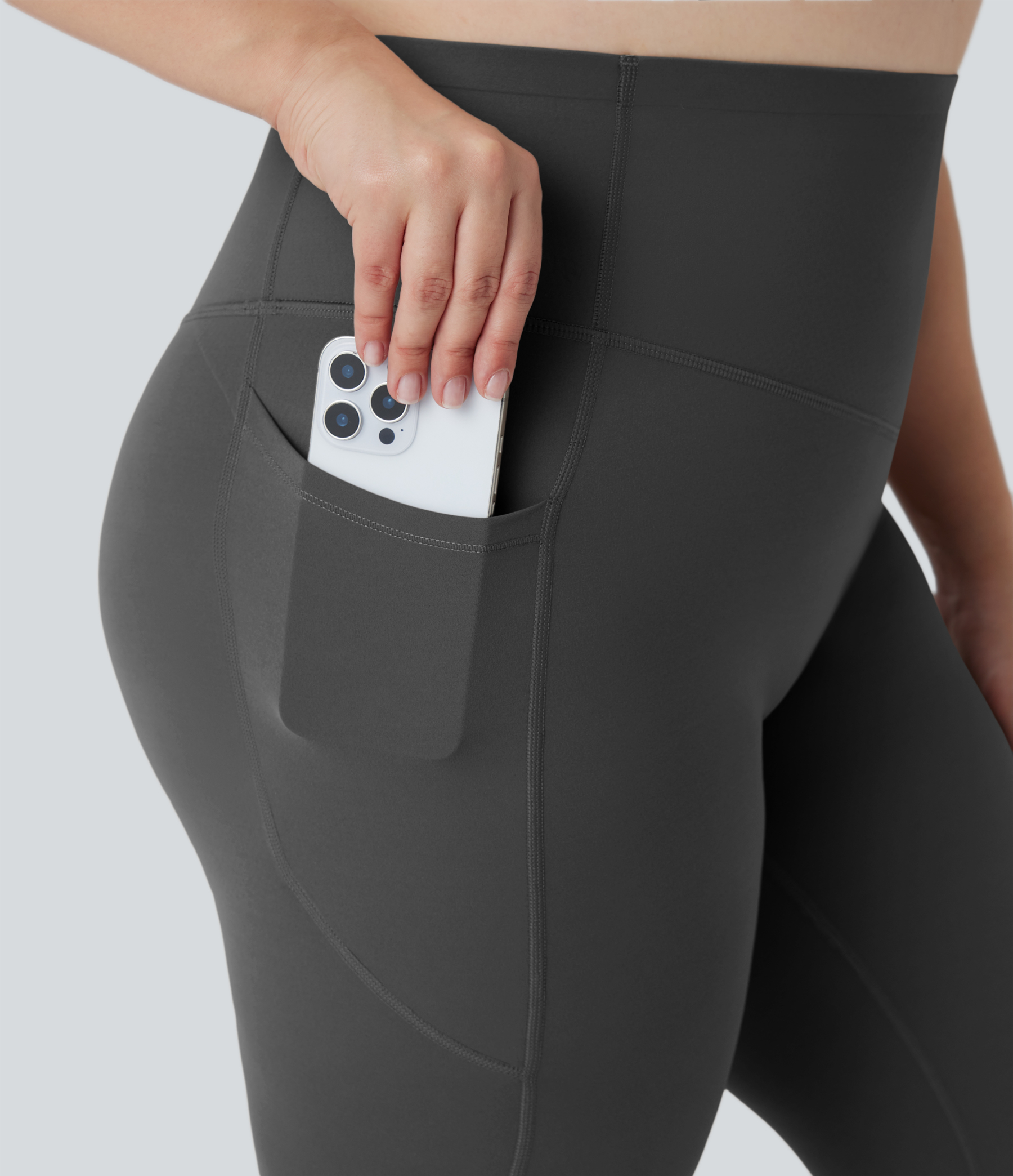 Plus Size High Waisted Butt Lifting Tummy Control Shaping Training Leggings with Pockets