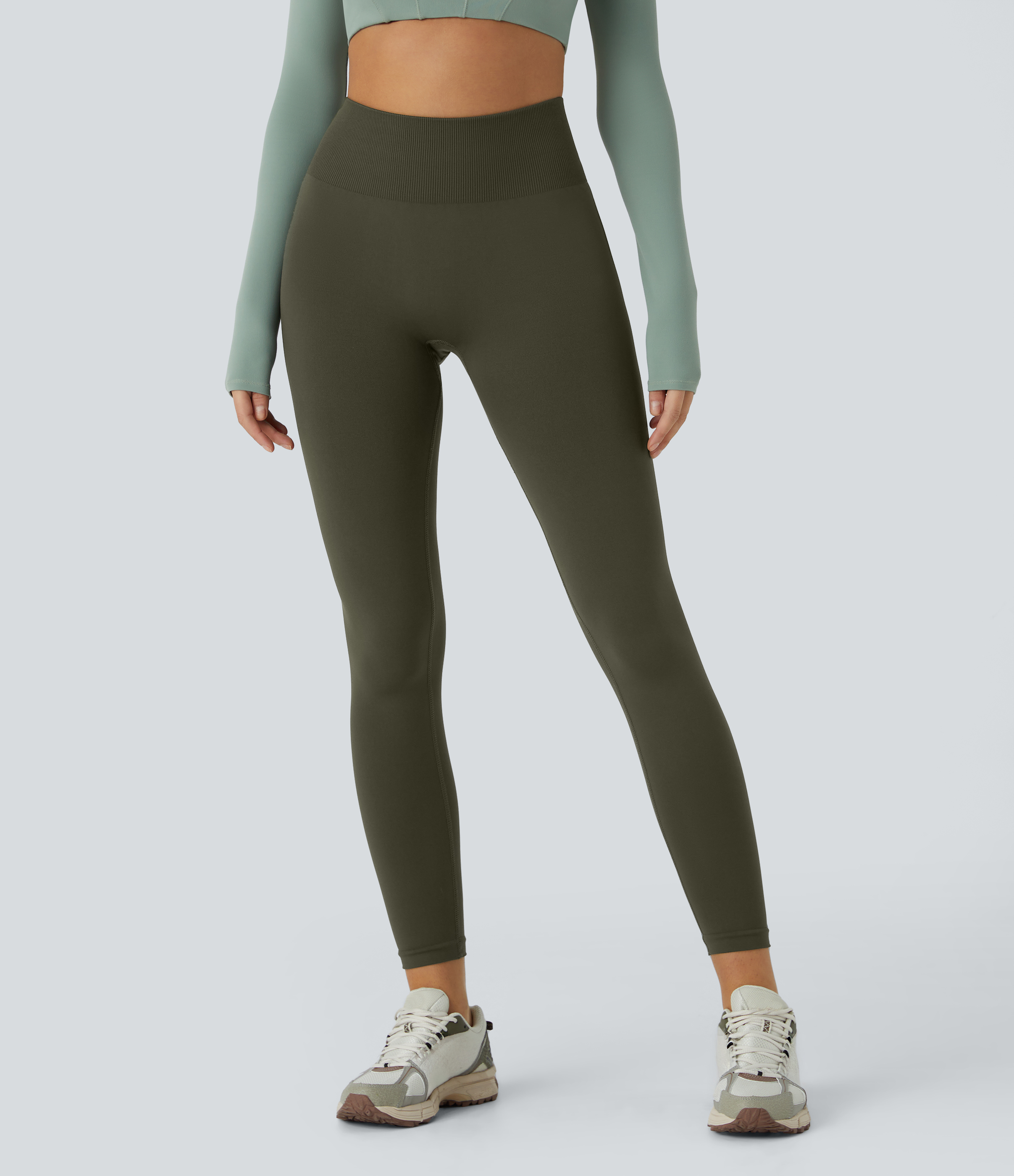 Seamless Flow Mid Rise Tummy Control Butt Lifting Yoga Leggings