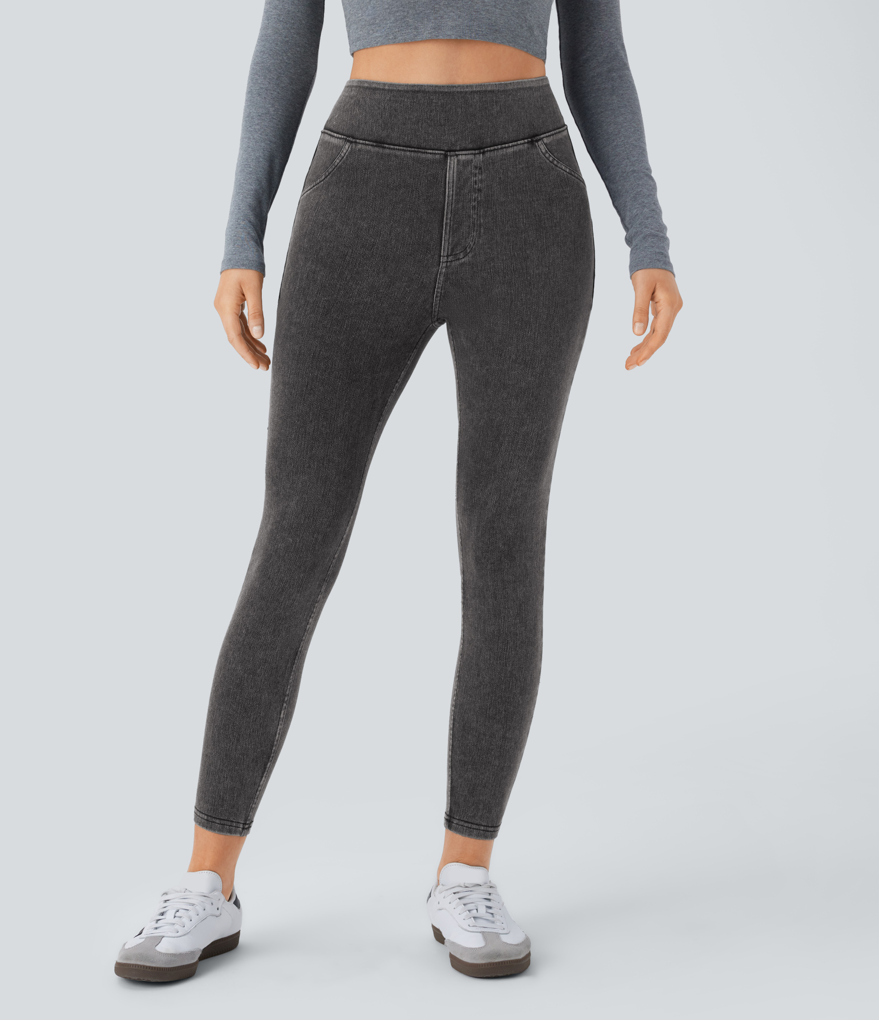 High Waisted Pocket Denim Casual Leggings