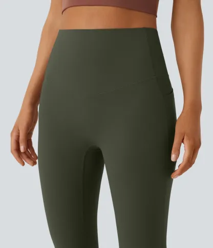 High Waisted Tummy Control Pocket Shaping Yoga Bootcut Leggings