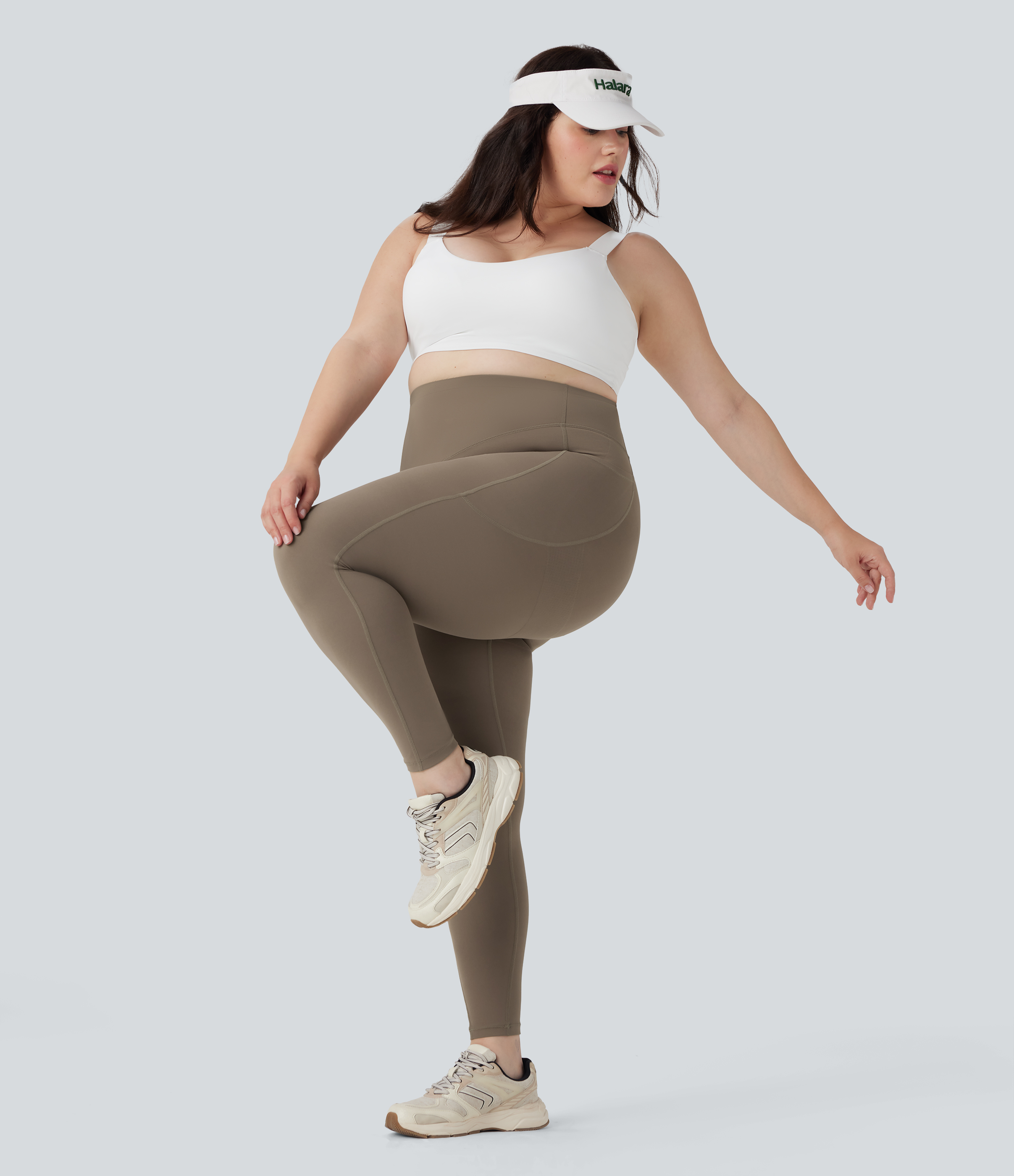 Plus Size High Waisted Butt Lifting Tummy Control Shaping Training Leggings with Pockets