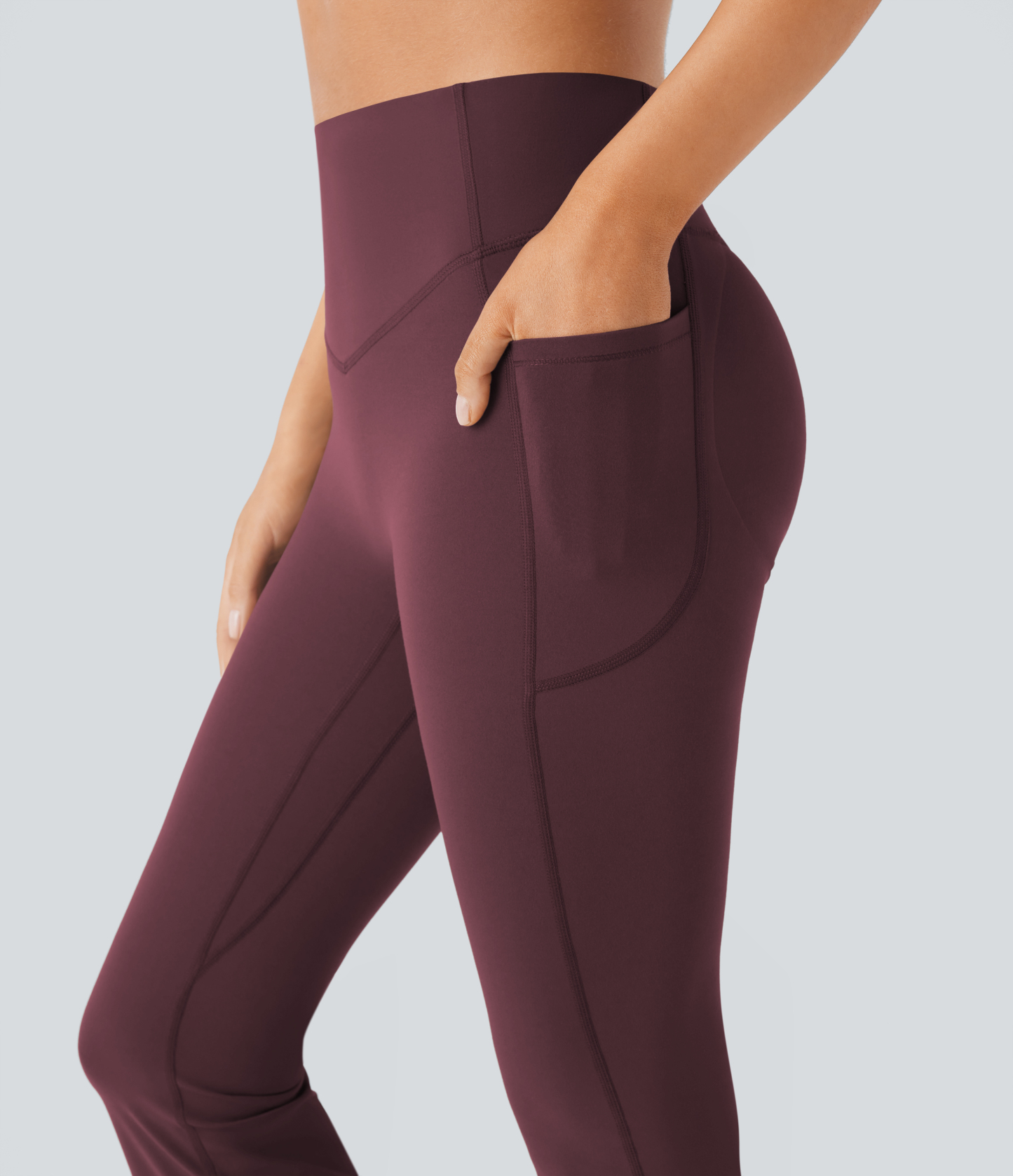 High Waisted Scrunch Butt Lifting Tummy Control Pocket Shaping Yoga Bootcut Leggings