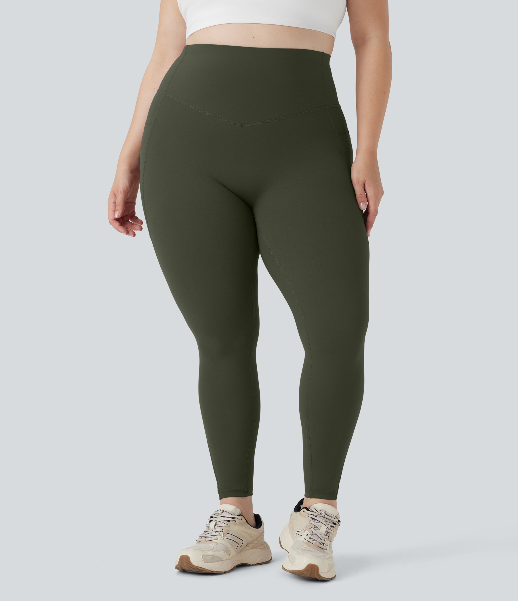 Plus Size High Waisted Butt Lifting Tummy Control Shaping Training Leggings with Pockets